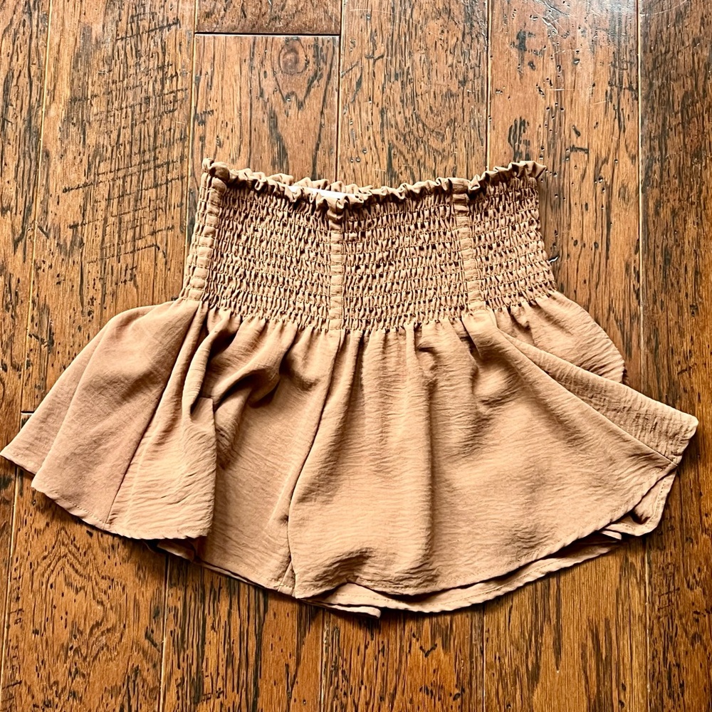 Altar’d State Tan Smocked Waist Skirt/Shorts